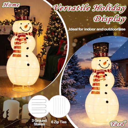tangkula 4.2 ft outdoor lighted christmas snowman, yard, front angle view