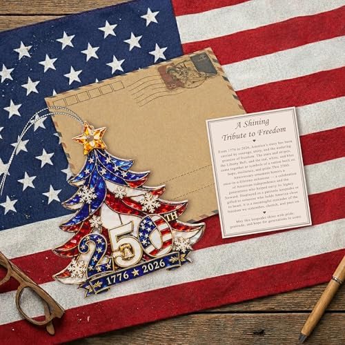 Christmas Ornaments - 250 Anniversary USA Merchandise - Christmas Ornament 2026 - United States 250th Anniversary Decor – America 250 Years Patriotic Home Decor