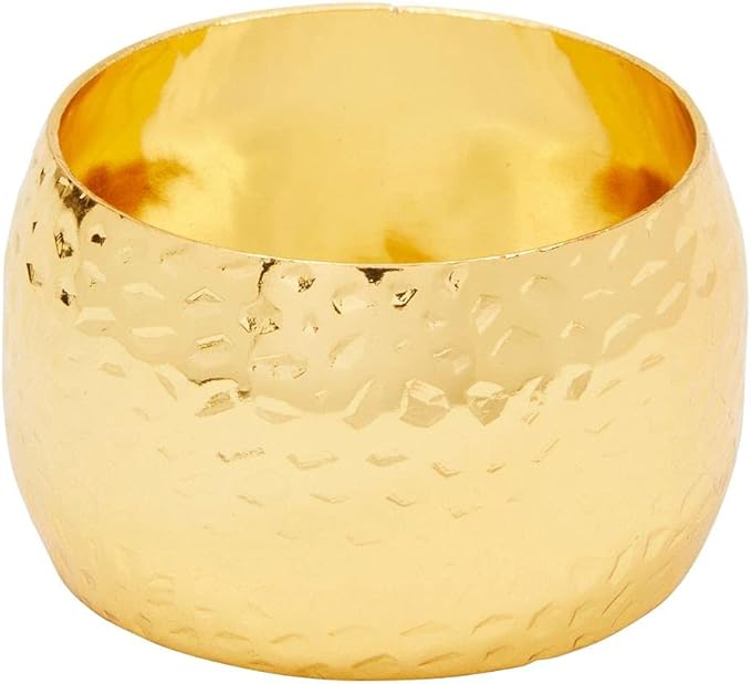 Farmlyn Creek Gold Napkin Ring Set of 12 for Weddings & Events - 1.8 x 1.8 in Zinc Metal Round - Reusable Zinc Design