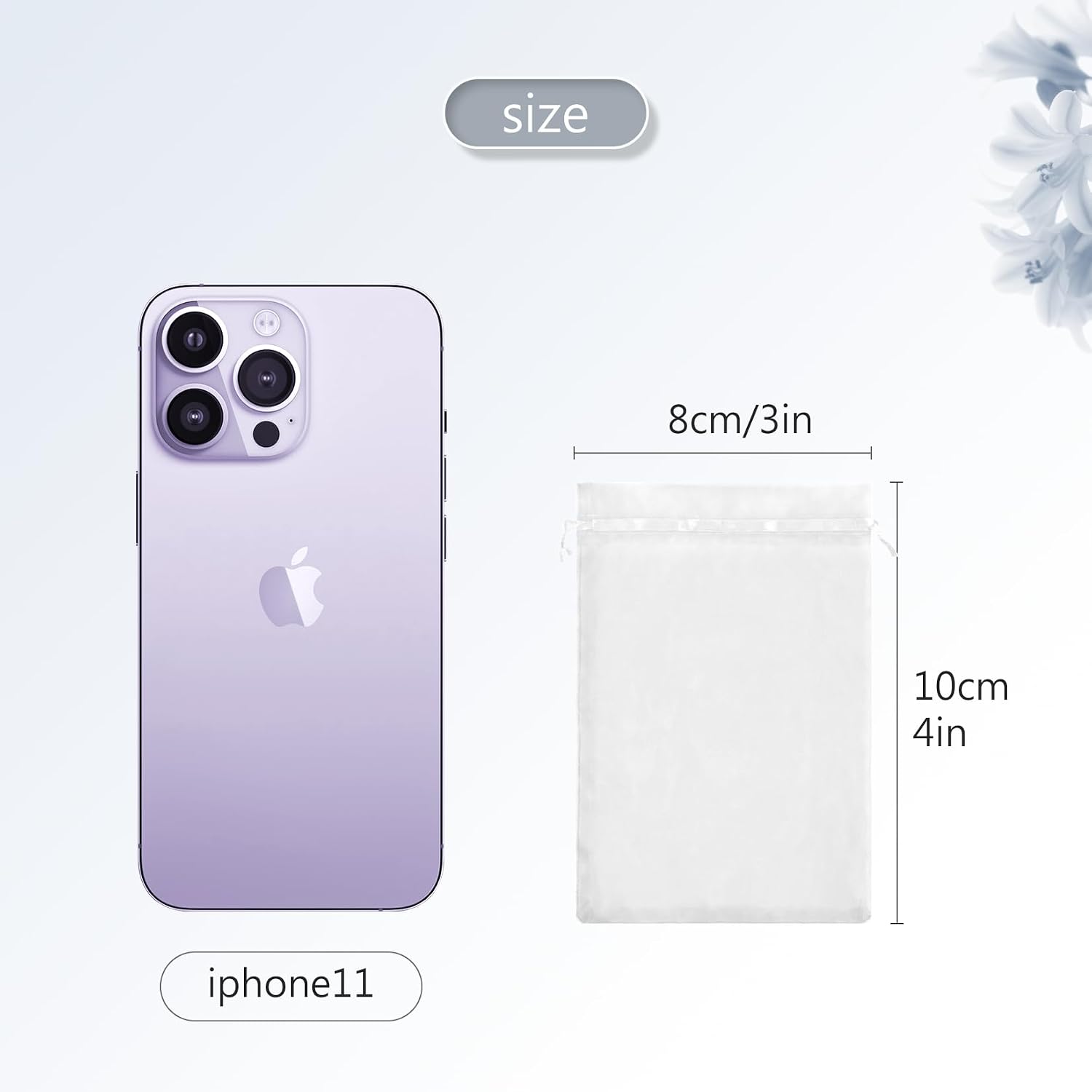 FUNFERY 100 Pcs White Organza Bags 3x4 in, Small Mesh Drawstring Gift Bags for Sachet, Jewelry, Wedding Favor, Candy Goodie Treat Bag,Easter Day