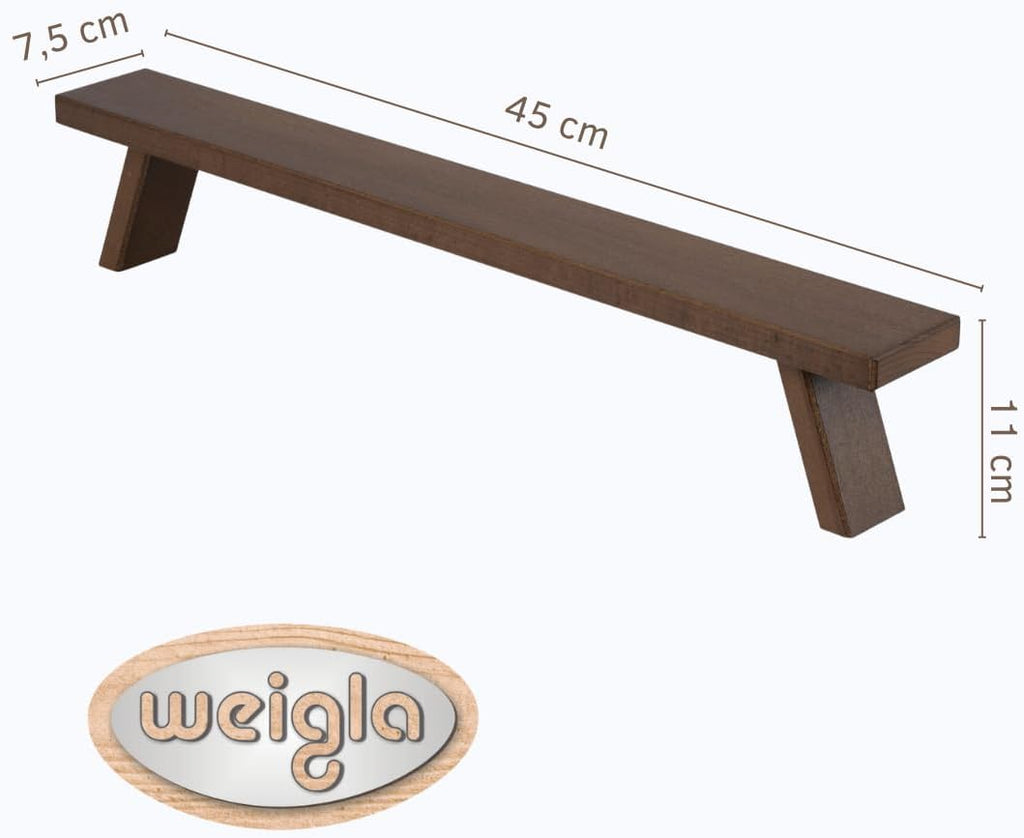 WEIGLA – Candle Arch Stand from the Ore Mountains | Brown | Erzgebirge Wooden Window Sill Riser | Decorative Beechwood Base for Christmas Candle Arches | Podium for Light Arch | 45 x 7.5 x 11 cm