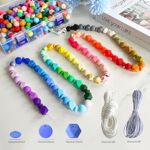 silicone beads bulk for keychain and bracelet making, side view