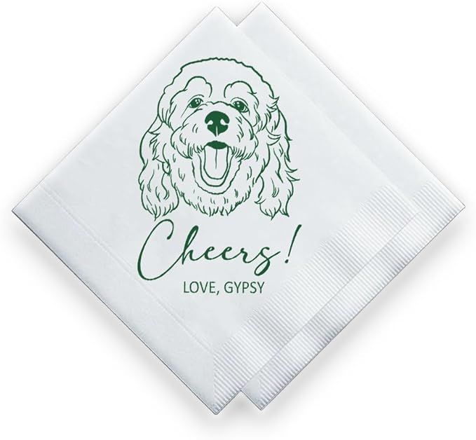 Luxury Custom Pet Wedding Cocktail Napkins, Personalized Wedding Napkins, Cocktail Bridal Shower Decor, Bridal Shower Decorations, Engagement Party Style 7