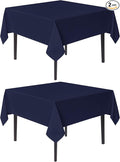 sancua Square Tablecloths 54x54 Inch, 2 Pack - Navy Blue Fabric Table Cloth for Square or Round Tables, Washable Polyester Table Cover for Dinner, Holiday Party, Decorative Display Tables