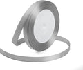 KMER LIFE 3/8 Inches x 25 Yards Silvery Satin Ribbon Solid Fabric Ribbons for Crafts, Wedding Decor, DIY Hair Accessories, Sewing, Gift Package Wrapping, Valentine's Day Bouquet and More