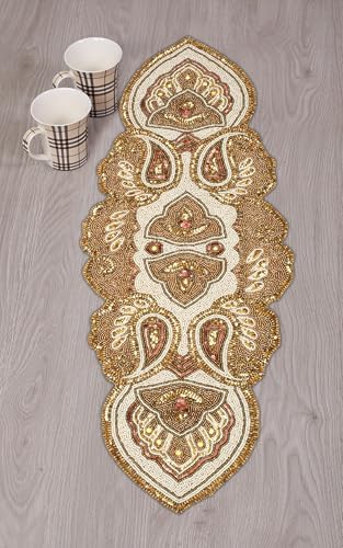 lightnpro beaded christmas table runner, fancy handmade decorative showing dimensions