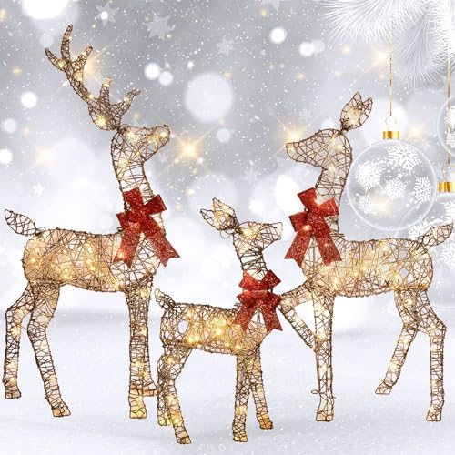 hoyechi 4ft christmas decorations outdoor lighted reindeer –, front angle view