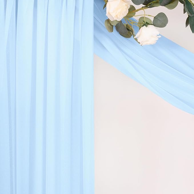 MLMC Baby Blue Wedding Arch Draping Fabric 1 Panel 29" x 20 FT Extra Long Gauze Drapes Sheer Backdrop Curtains 6.6 Yards Outdoor Drapery Panels for Wedding Baby Shower Party Ceiling Decoration