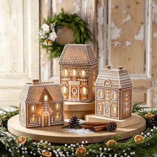 cynkeyee gingerbread house christmas decoration - 6.5 inch showing dimensions