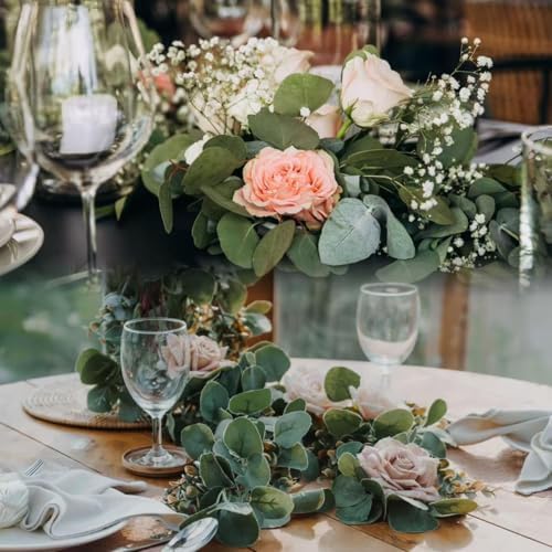 sggvecsy 8 pack artificial eucalyptus garland greenery leaves showing dimensions