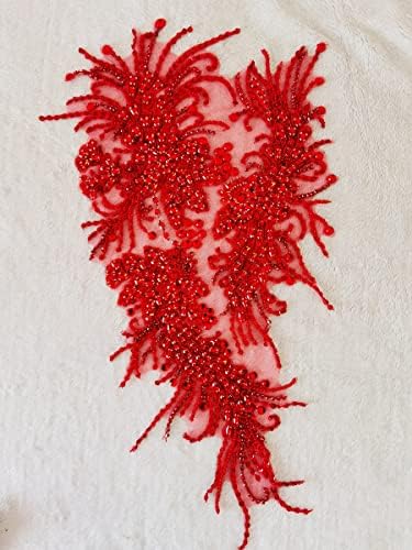 Handmade Rhinestones lace Applique handsewing Beads Sequins Trim Patches for ...