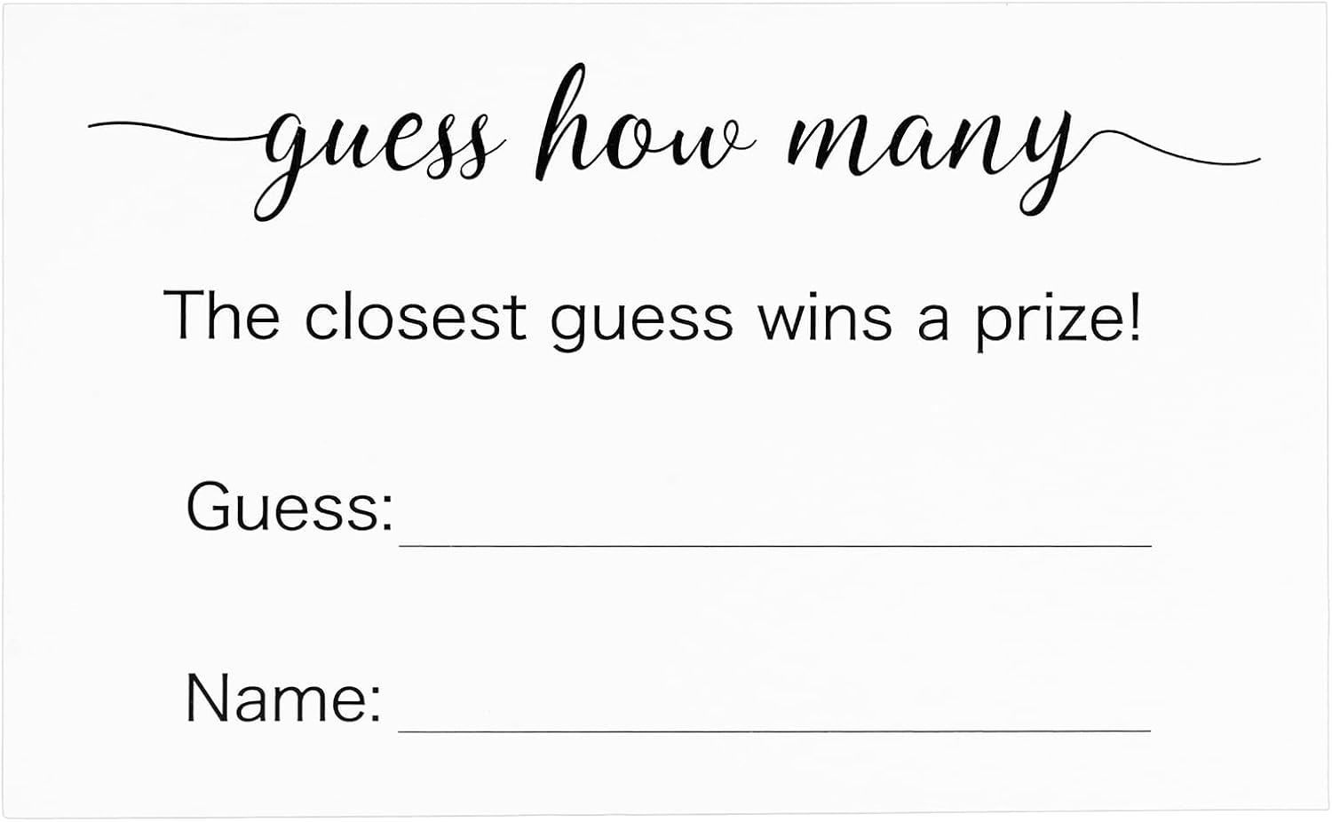Anwyll Guess How Many Game Cards 50Pcs Guess How Many Baby Shower Games Cards High-End Candies Cookies Guess How Many Game Card for Birthday Party Bridal Shower Wedding Activity(3.5×2.1'')