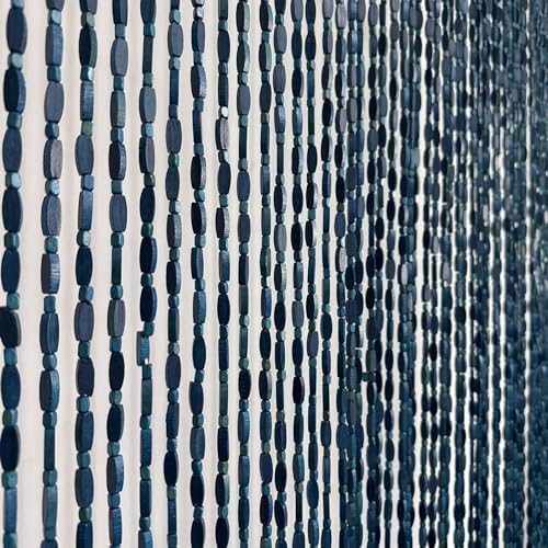 52 strands 36" x 79" blue wood and on a desk or shelf