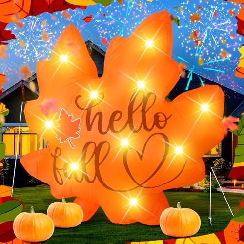 vihose fall maple leaf inflatable 5.25ft led thanksgiving, side view