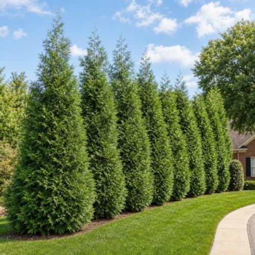 thuja arborvitae green giant qty 30 live trees shown in use