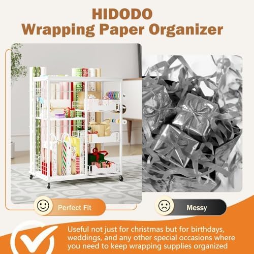 wrapping paper organizer storage with wheels, rolling gift, package contents