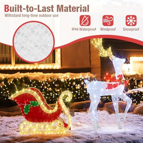 tangkula 5.4 ft christmas lighted reindeer & santa’s on a desk or shelf