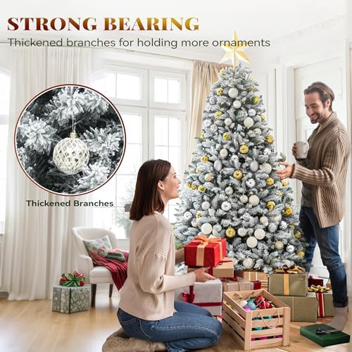 yitahome prelit snow flocked artificial full christmas tree on a desk or shelf