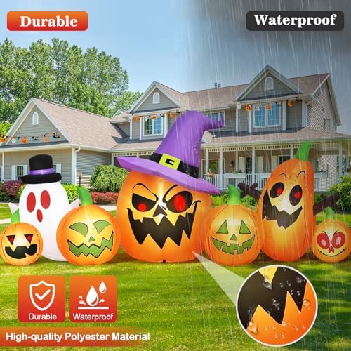 danxilu 8ft long halloween inflatables pumpkin witch hat showing dimensions