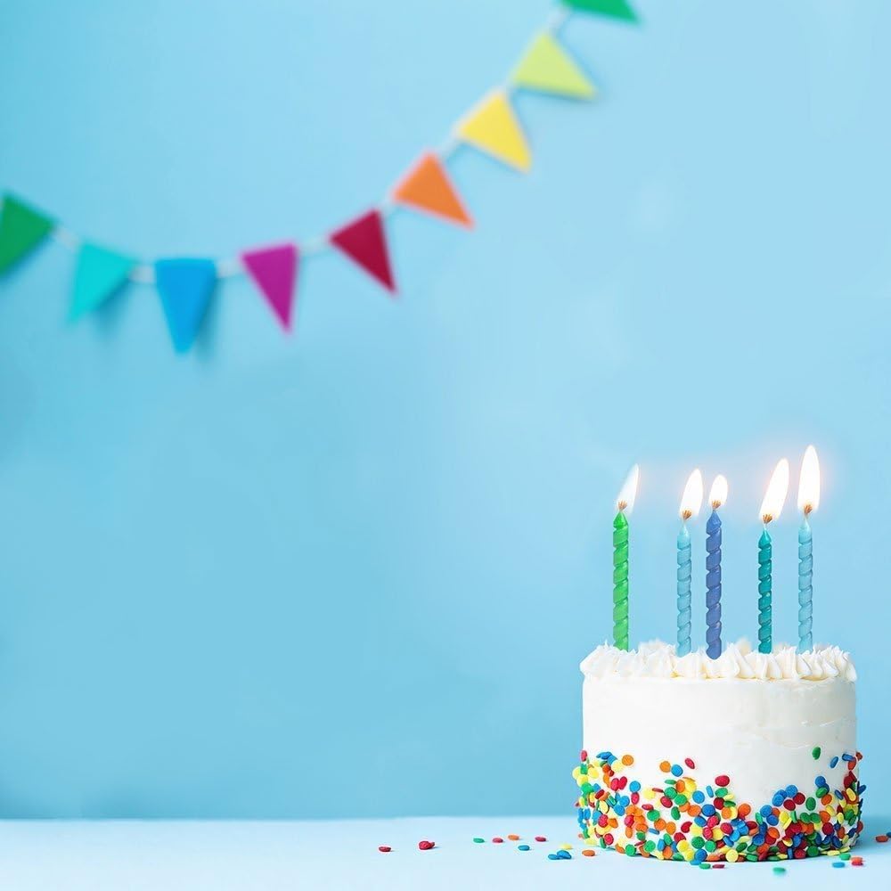 Unique Blue & Green Spiral Birthday Candles - 10ct, Vibrant Colors - Perfect For Parties, Cake Decorations & Celebrations