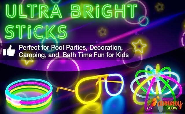 Ammy Glow Glow Sticks (205 Pcs Kit) Bulk Party Pack-100 Pack Glow Sticks with Connectors & Glasses- Party Favors for Kids 8-12- Neon Glow in The Dark Party Supplies for Birthdays & Events