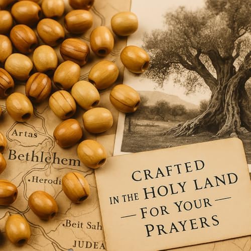 zuluf 9mm oval olive wood catholic rosary beads, side view