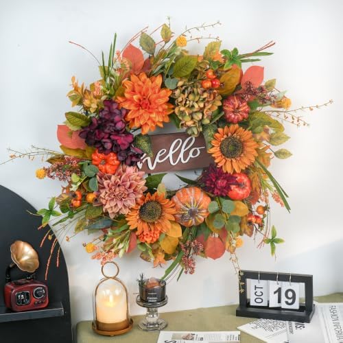 fall wreaths for front door 24 inch autumn on a desk or shelf