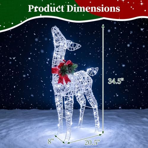tangkula lighted christmas reindeer, outdoor 3d standing deer, side view