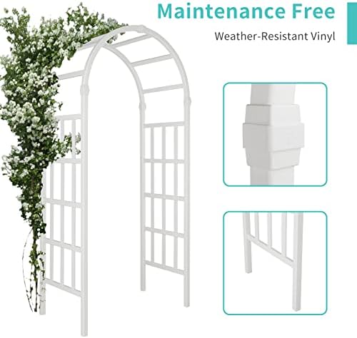 vingli vinyl garden arbor, pvc wedding arch for showing dimensions