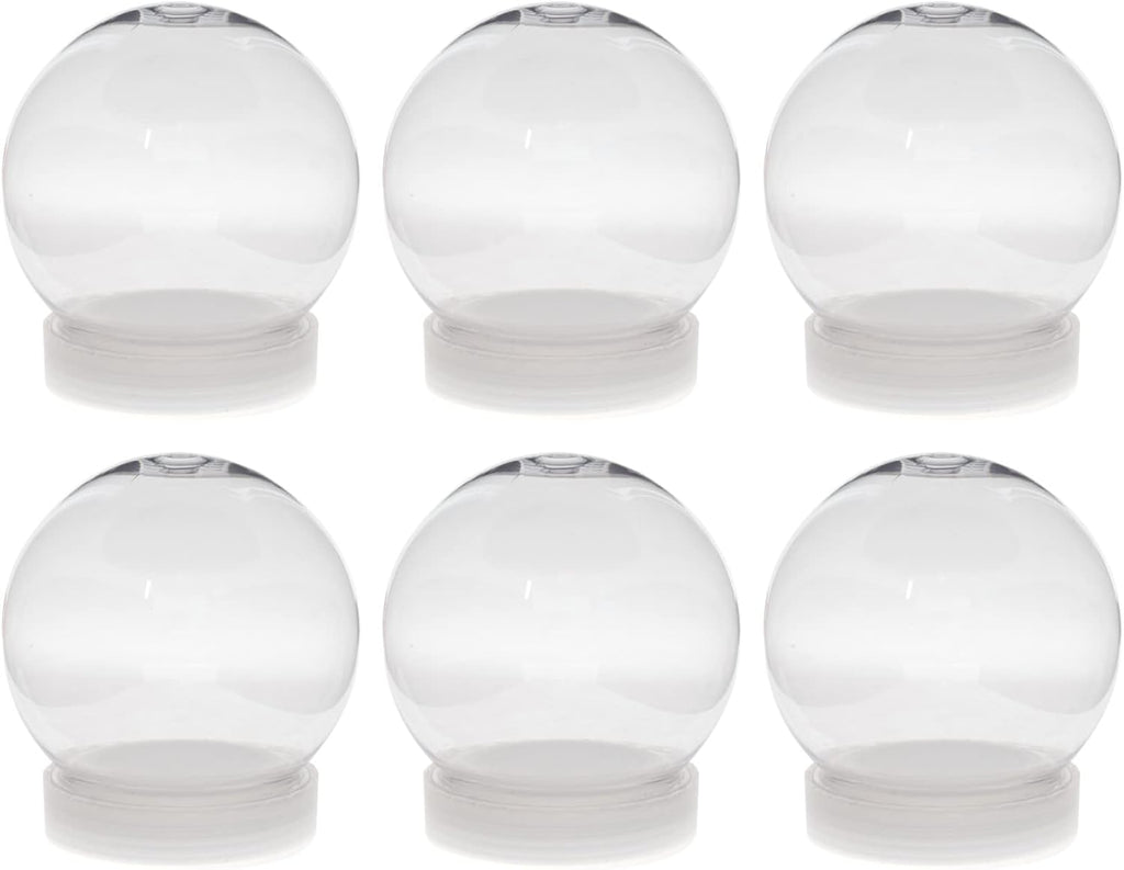 Creative Hobbies Pack of 6 (100mm) 4 Inch DIY Snow Globe Water Globe - Clear Plastic with Screw Off Cap | Perfect for DIY Crafts and Customization