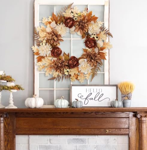 24 inch fall brown wreaths for front door shown in use
