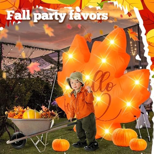 vihose fall maple leaf inflatable 5.25ft led thanksgiving on a desk or shelf