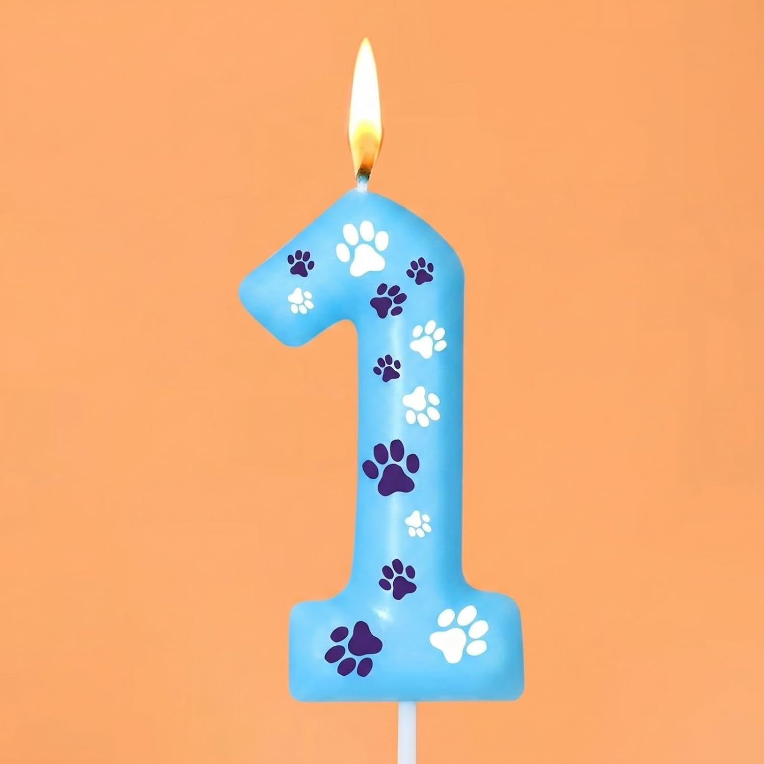 Threlaco Blue Dog Paw Birthday Number Candles Dog Paw Numeral Cake Topper Decorations for Kids Boy Girl Blue Birthday Decoration Party Supplies(Number 1)
