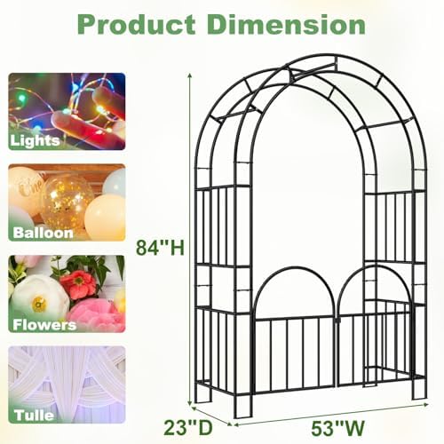 7ft garden arbor with gate, garden arch trellis, package contents