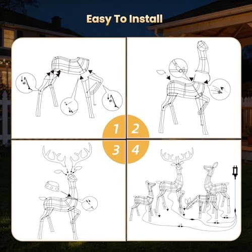 rattan deer family outdoor christmas decorations - 4, package contents
