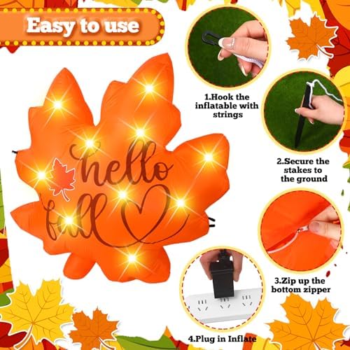 vihose fall maple leaf inflatable 5.25ft led thanksgiving shown in use