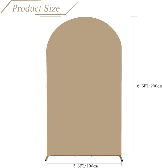 bricia Wedding Arch Backdrop Stand Cover, 6.6FT Double Sided Stretchy Arch Cover Fitted Wedding Birthday Party Banquet Decoration (Champagne 79.2''Lx39.6''W)