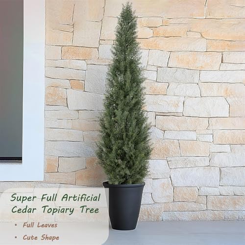bellacat 5ft uv resistant artificial topiary trees outdoor, side view