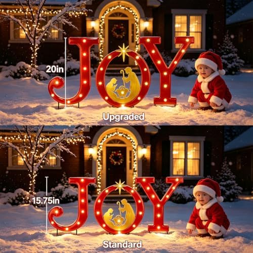 hausse lighted christmas decorations outdoor, upgraded 20" joy, close-up detail