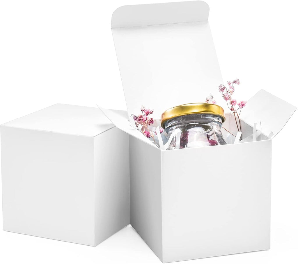 ValBox 3x3x3 White Cube Gift Boxes - 50pcs Recycled Paper Boxes with Lids for Gifts, Crafting, Cupcake & Party Favors