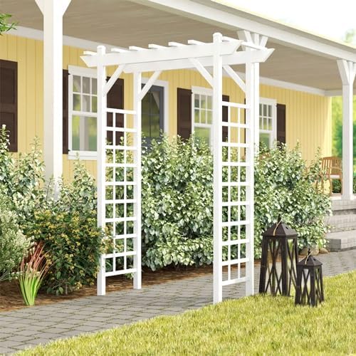 dura-trel providence arbor, vinyl garden archway for outdoors, side view
