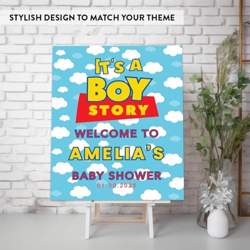 Andaz Press Its A Boy Story Baby Shower Decorations, 16"x20" Personalized Welcome Baby Shower Sign Decor, Its A Boy Story Sign In Guest Book Alternative