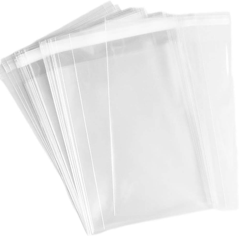 Delatanus 150 Pcs 5-1/2'' x 7-1/2'' Clear Cellophane Cello Bags,Thick Greeting Card Plastic Sleeves-Fit 5 X 7 Inch Cards Photos A6 A7 Envelopes Candy Treats 1.5-Mil