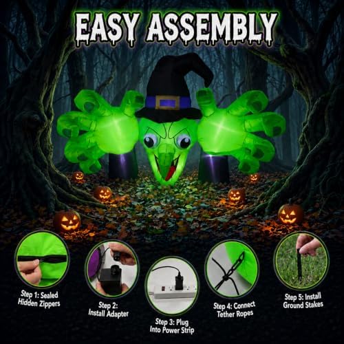 6ft giant halloween inflatables wicked witch with huge, side view
