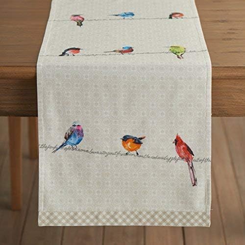 Maison d' Hermine Table Runner 100% Cotton Double Layer Table Runners 108 inches Long Decorative for Home Kitchen Dining Party Wedding Bridal Shower Spring Summer (Birdies On Wire, 14.50" x 108")