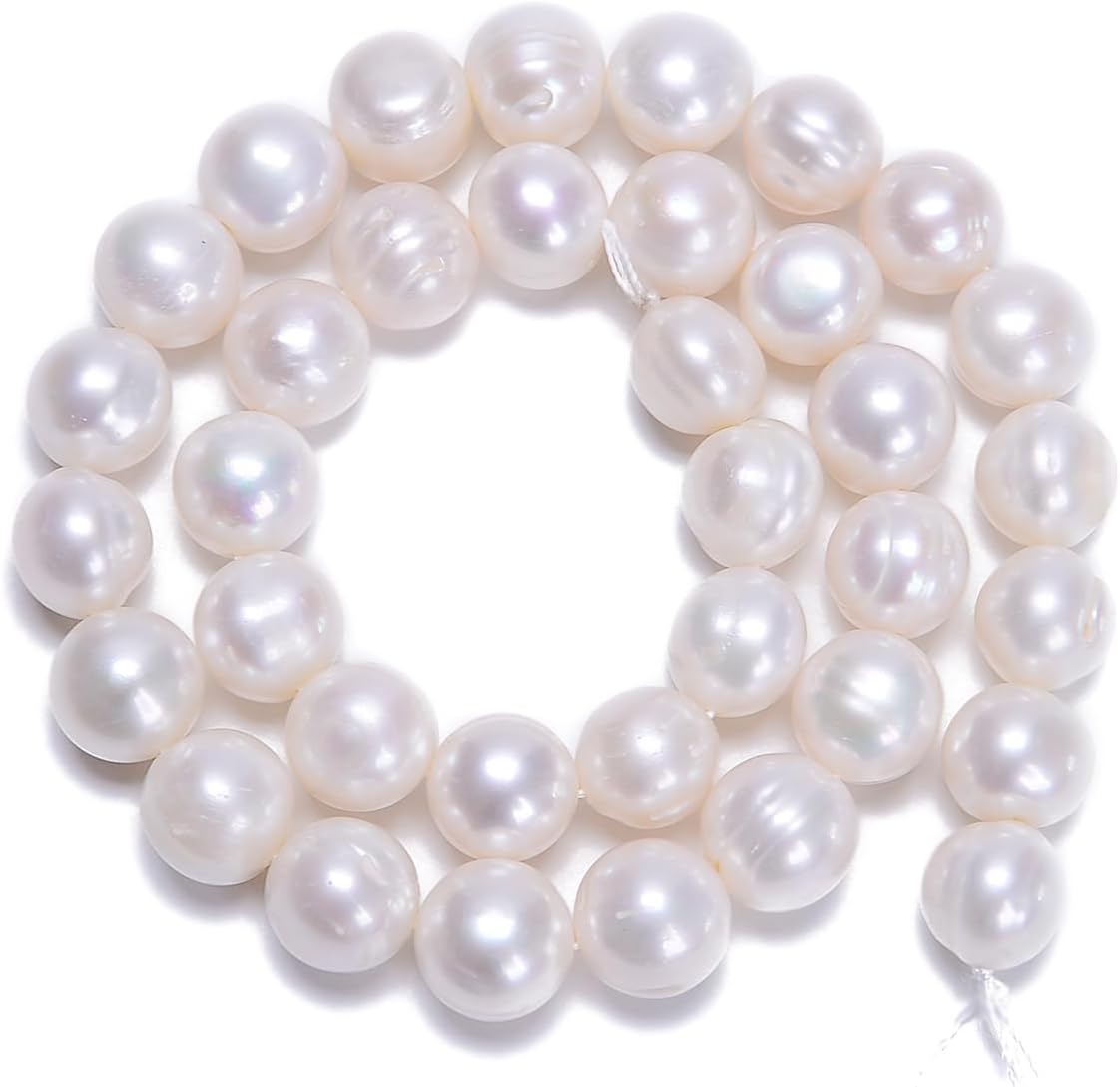 ad beads natural freshwater white pearl round beads, main product view