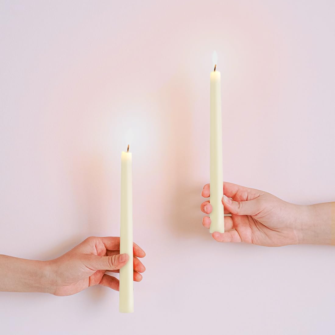 DEYBBY 8 inch Natural White Beeswax Taper Candles Set of 6, Smokeless and Dripless Pure Organic Beeswax Candles Bulk for Anniversary Wedding Dinner Home Decor Emergency Housewarming Gift, 6-7Hrs Burn