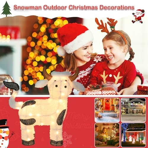 bshine lighted christmas cow decor, pre lit led, package contents