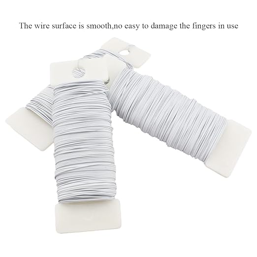 HAHIYO 22Gauge White 3Roll Total 115Yards(345Feet) Metal Floral Wire Flexible Paddle Wire for Crafts Christmas Wreaths Tree Flower Arrangement Bouquet Wrapping Wedding DIY