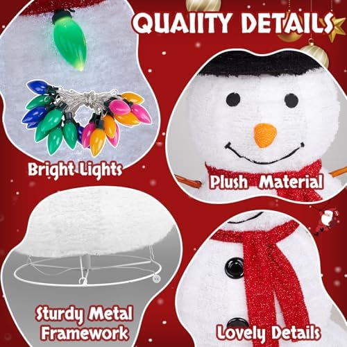 outvita outdoor christmas decorations 4ft lighted snowman, white, side view